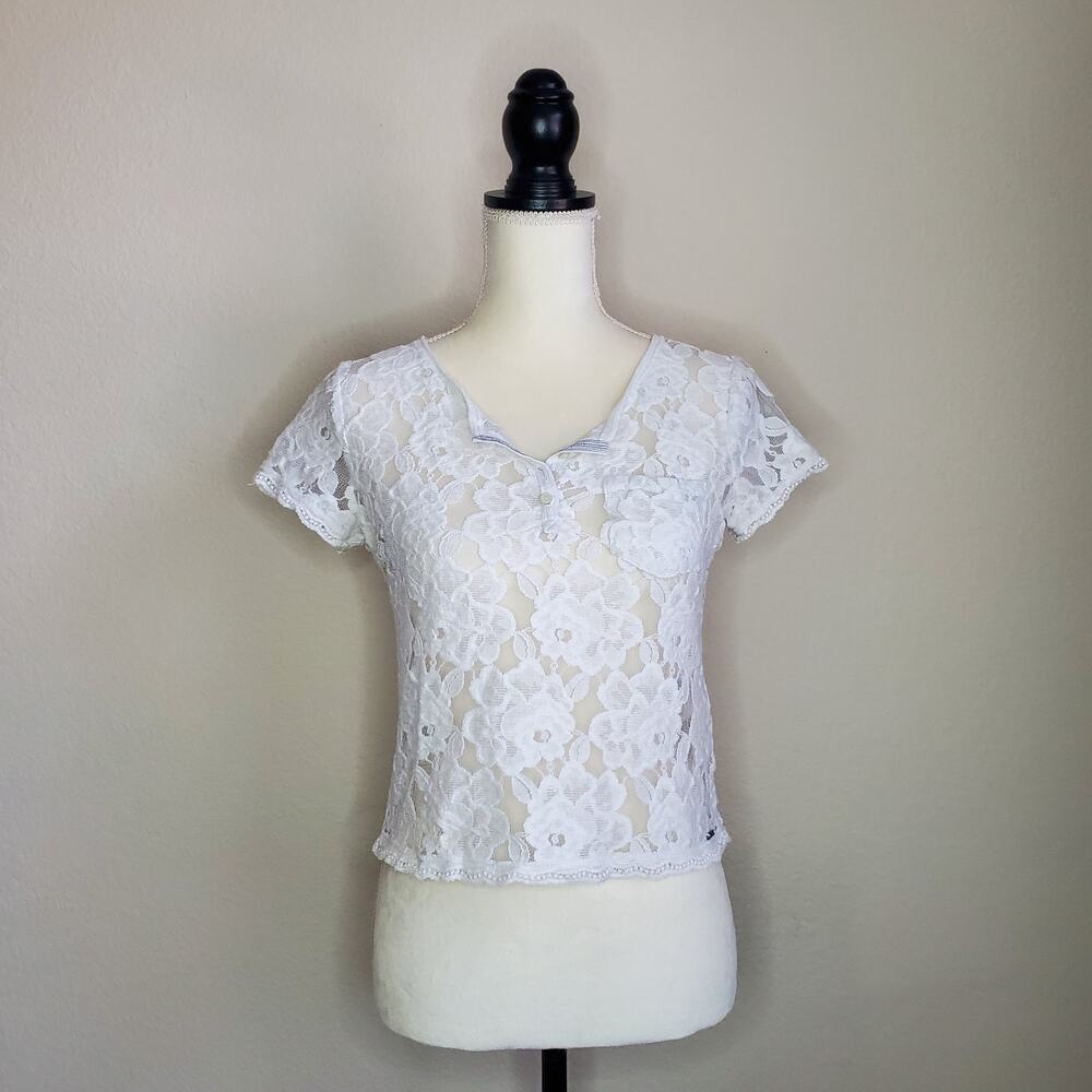 Abercrombie White Lace Top XS